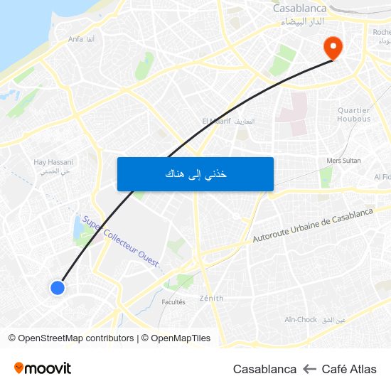 Café Atlas to Casablanca map
