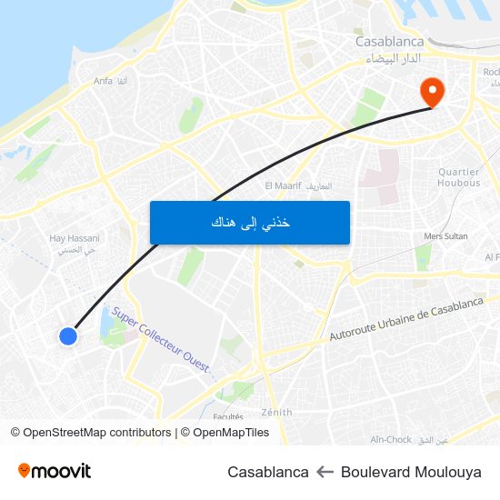 Boulevard Moulouya to Casablanca map