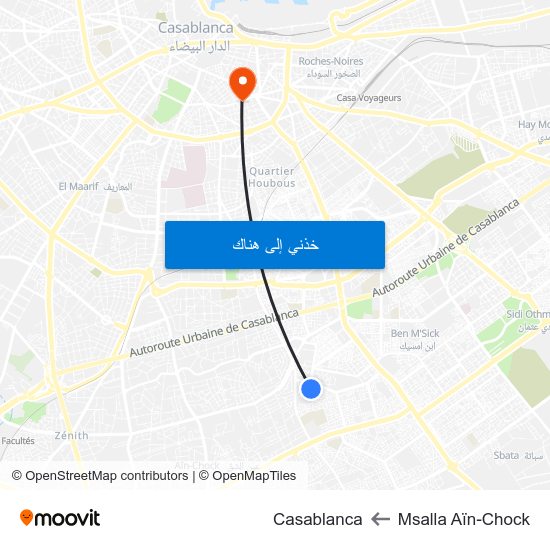 Msalla Aïn-Chock to Casablanca map