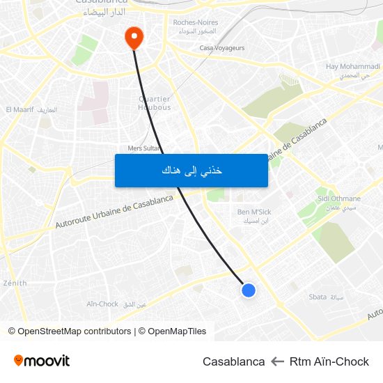 Rtm Aïn-Chock to Casablanca map