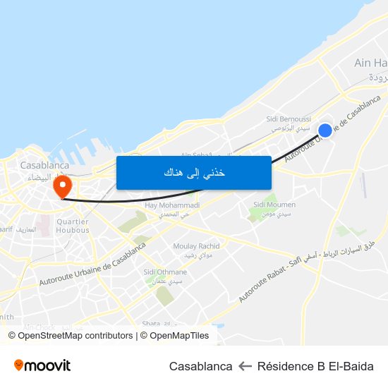 Résidence B El-Baida to Casablanca map