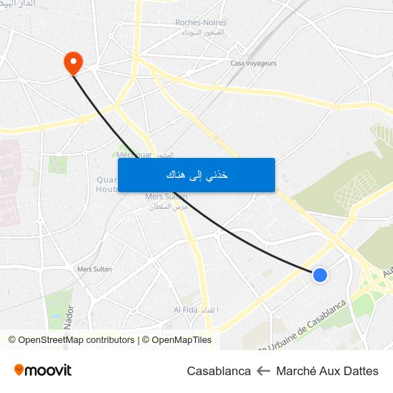 Marché Aux Dattes to Casablanca map
