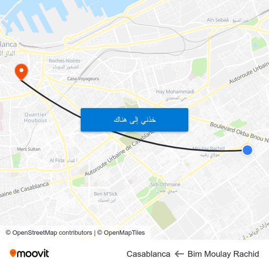 Bim Moulay Rachid to Casablanca map