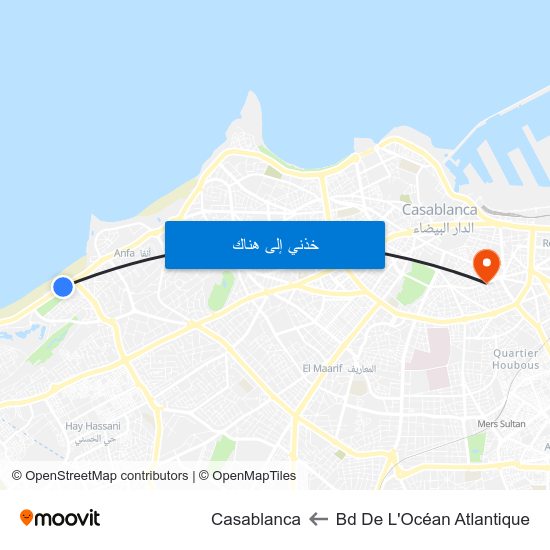 Bd De L'Océan Atlantique to Casablanca map