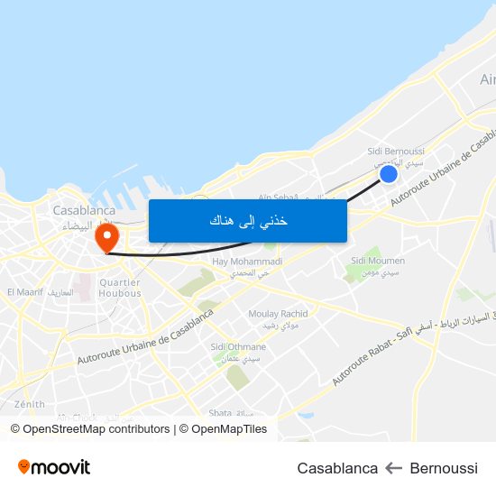 Bernoussi to Casablanca map