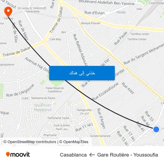 Gare Routière - Youssoufia to Casablanca map