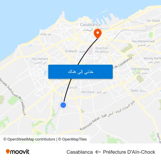 Préfecture D'Aïn-Chock to Casablanca map