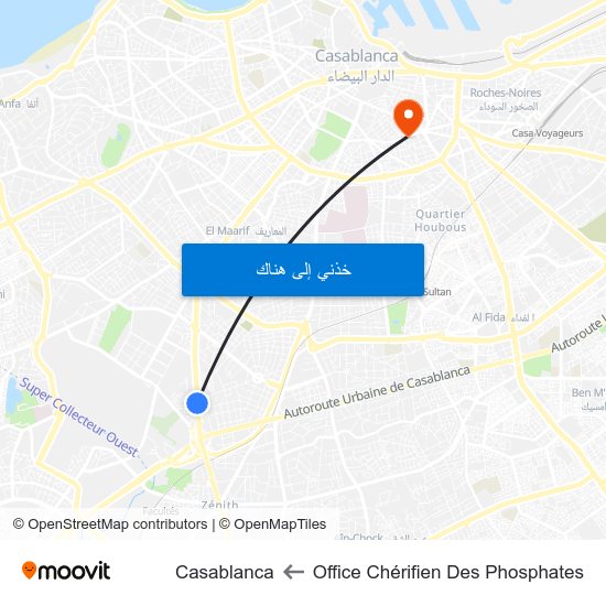 Office Chérifien Des Phosphates to Casablanca map