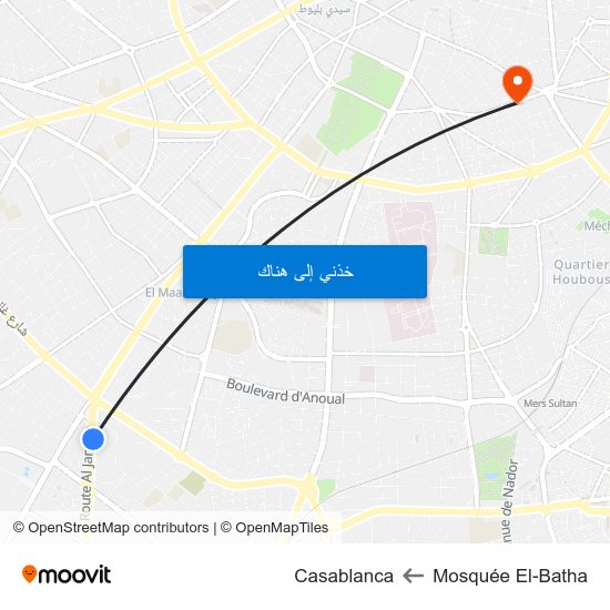 Mosquée El-Batha to Casablanca map