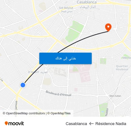 Résidence Nadia to Casablanca map