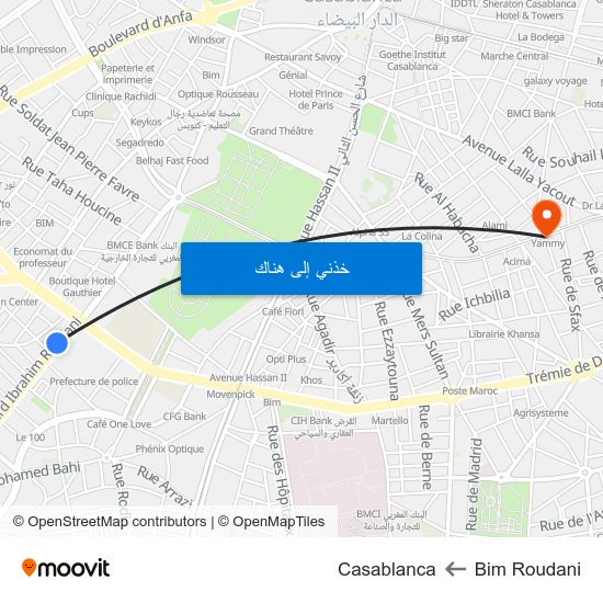 Bim Roudani to Casablanca map
