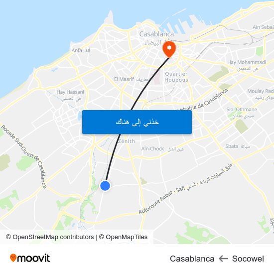 Socowel to Casablanca map