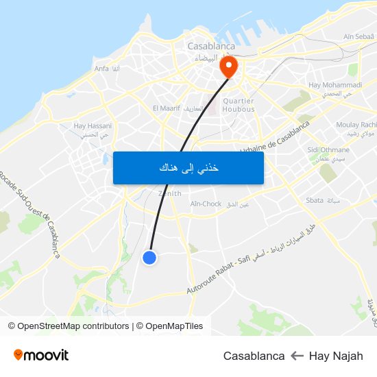 Hay Najah to Casablanca map