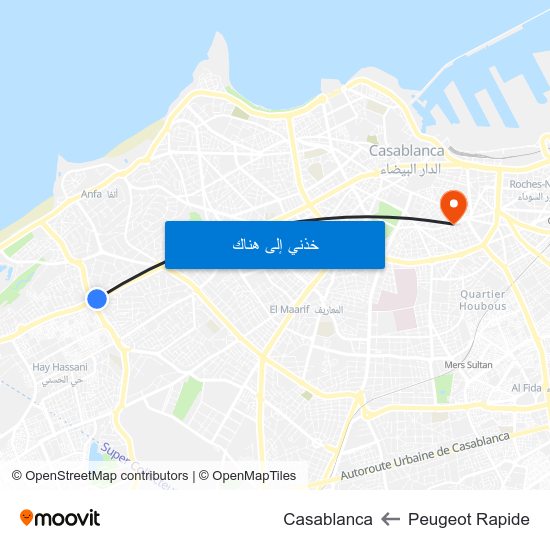 Peugeot Rapide to Casablanca map