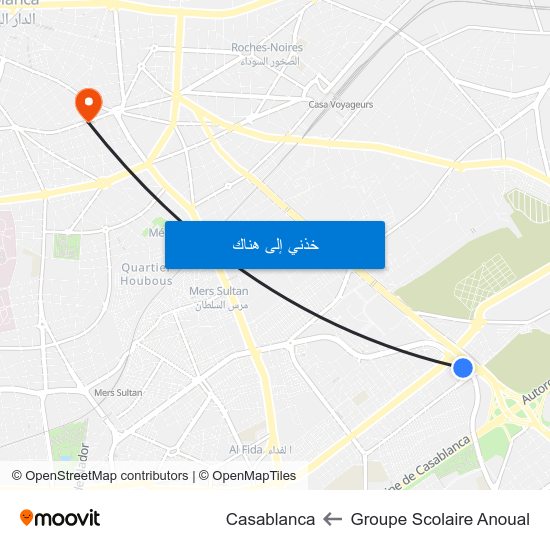 Groupe Scolaire Anoual to Casablanca map