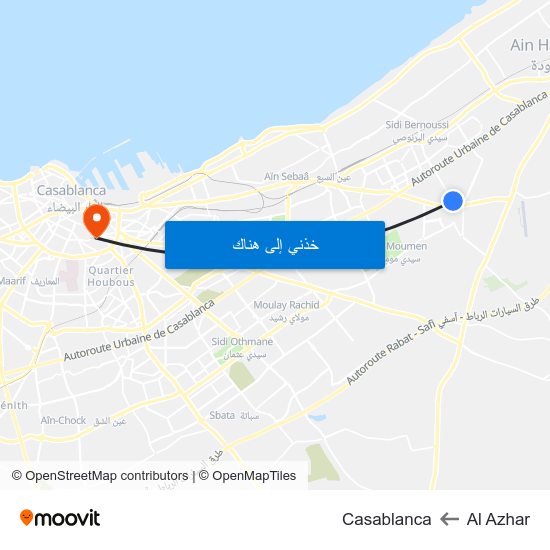Al Azhar to Casablanca map