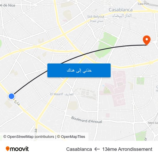 13ème Arrondissement to Casablanca map
