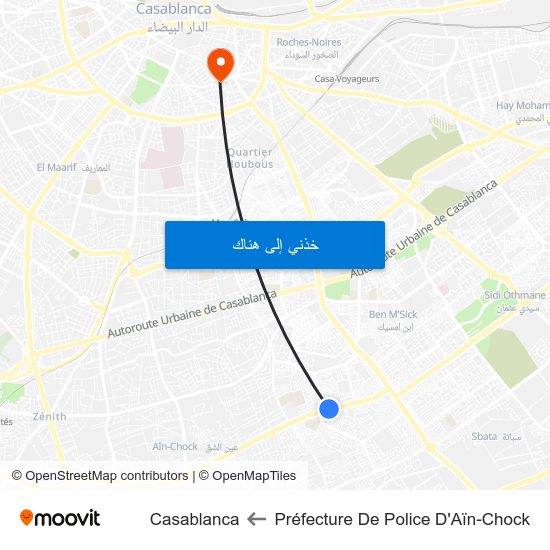 Préfecture De Police D'Aïn-Chock to Casablanca map