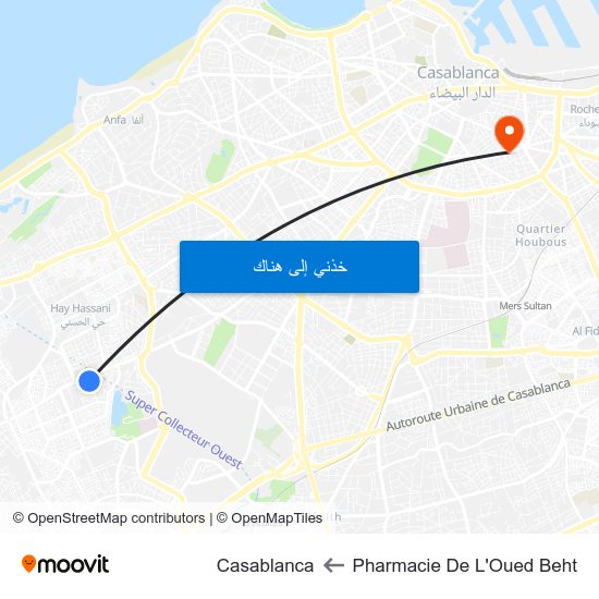 Pharmacie De L'Oued Beht to Casablanca map
