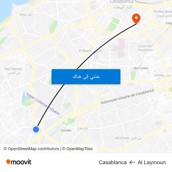 Al Laymoun to Casablanca map