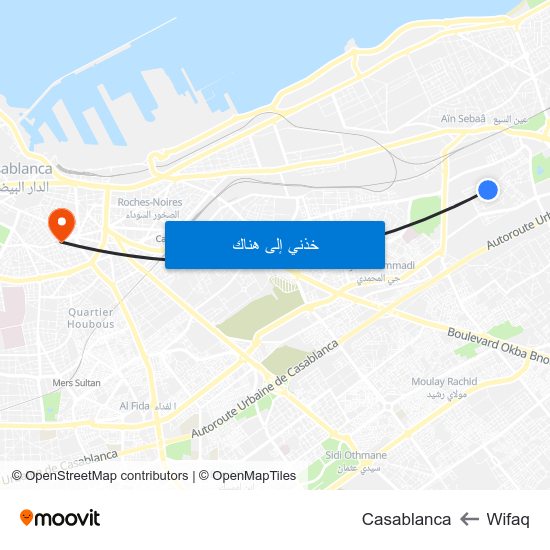 Wifaq to Casablanca map