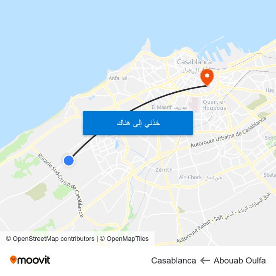 Abouab Oulfa to Casablanca map