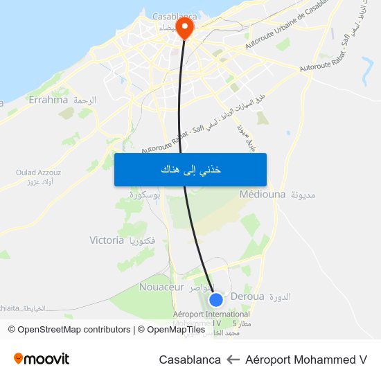 Aéroport Mohammed V to Casablanca map