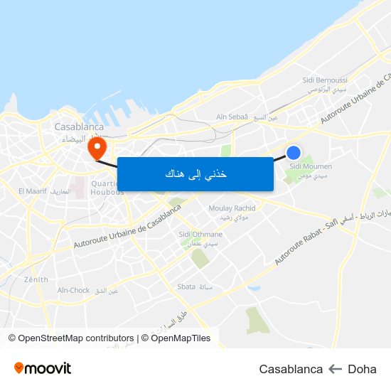 Doha to Casablanca map