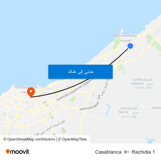 Rachidia 1 to Casablanca map
