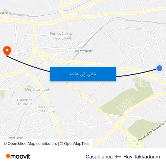 Hay Takkadoum to Casablanca map
