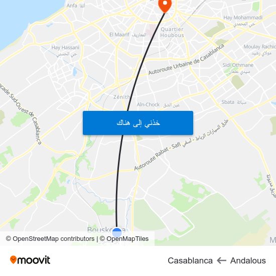 Andalous to Casablanca map