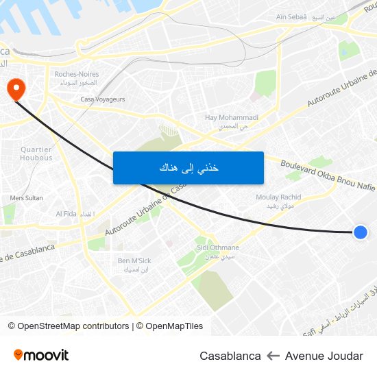 Avenue Joudar to Casablanca map