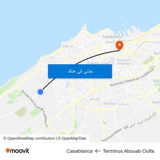 Terminus Abouab Oulfa to Casablanca map