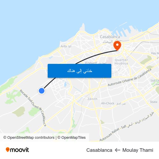 Moulay Thami to Casablanca map