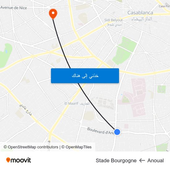 Anoual to Stade Bourgogne map