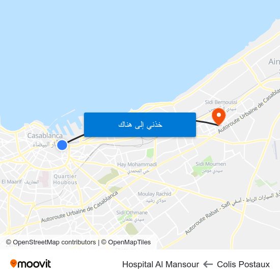 Colis Postaux to Hospital Al Mansour map