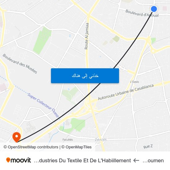 Abdelmoumen to Ecole Supérieure Des Industries Du Textile Et De L'Habiillement map