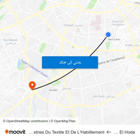 Mosquée El Hoda to Ecole Supérieure Des Industries Du Textile Et De L'Habiillement map