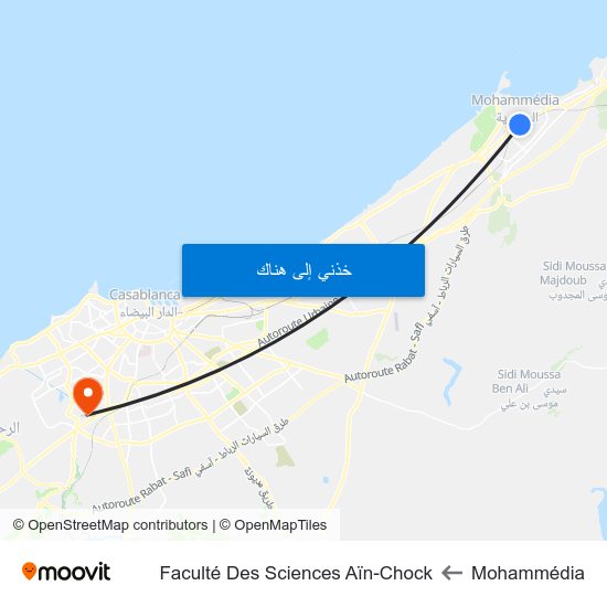 Mohammédia to Faculté Des Sciences Aïn-Chock map