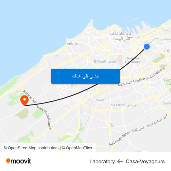 Casa-Voyageurs to Laboratory map