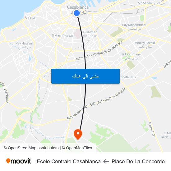 Place De La Concorde to Ecole Centrale Casablanca map
