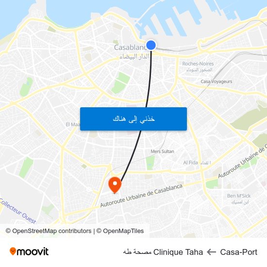 Casa-Port to Clinique Taha مصحة طه map