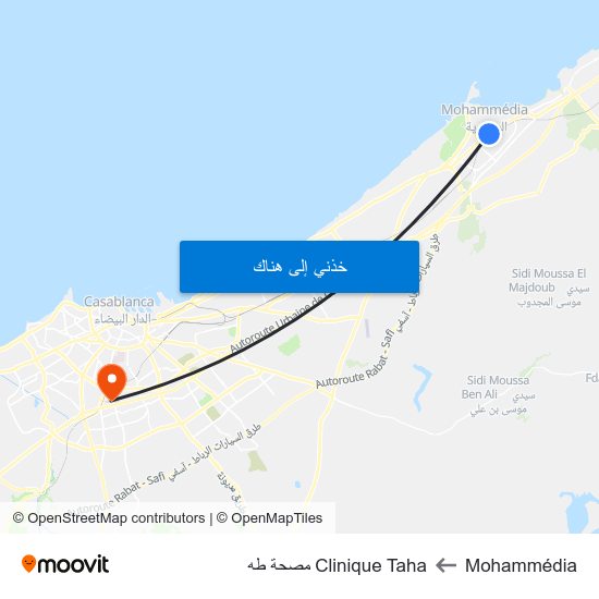 Mohammédia to Clinique Taha مصحة طه map