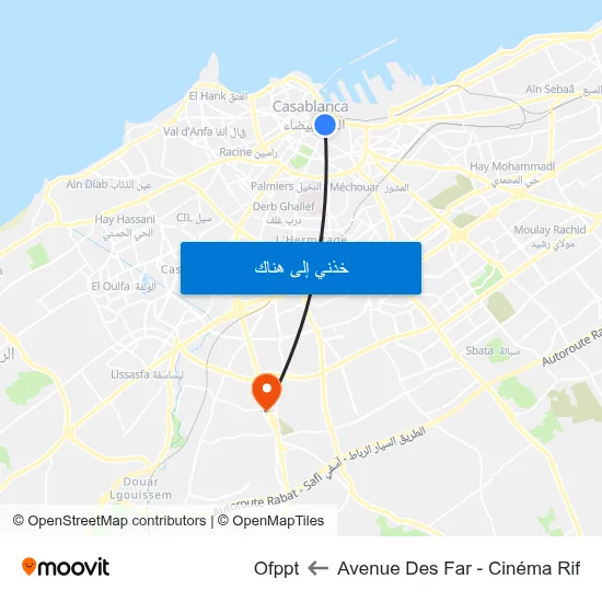 Avenue Des Far - Cinéma Rif to Ofppt map