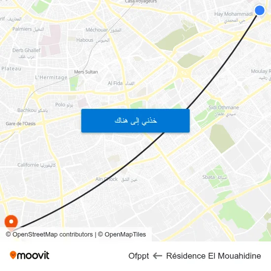 Résidence El Mouahidine to Ofppt map