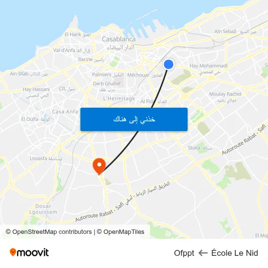 École Le Nid to Ofppt map