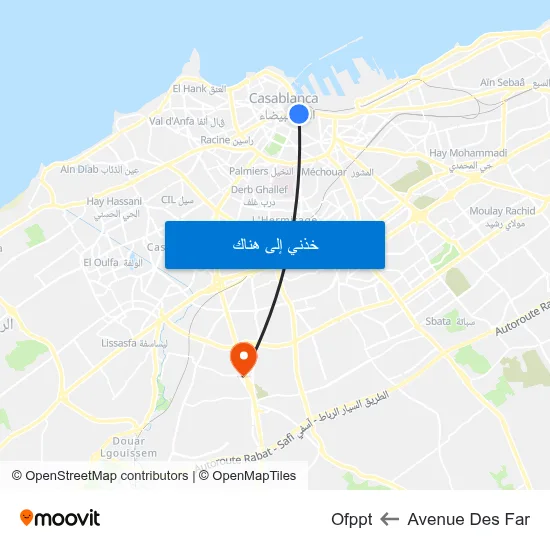 Avenue Des Far to Ofppt map