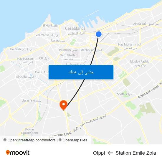 Station Emile Zola to Ofppt map
