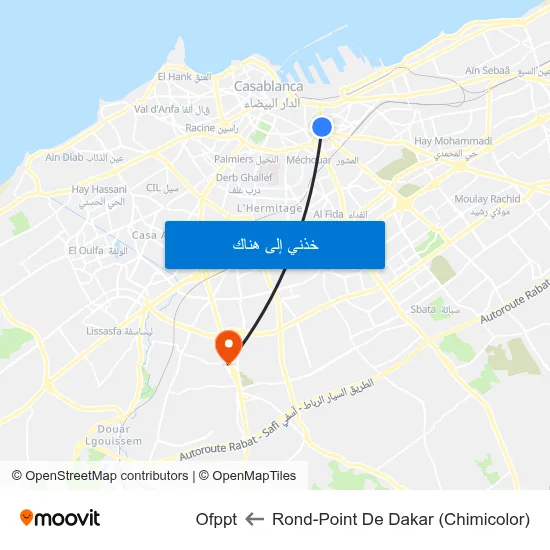 Rond-Point De Dakar (Chimicolor) to Ofppt map