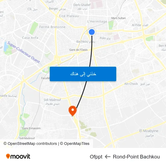 Rond-Point Bachkou to Ofppt map